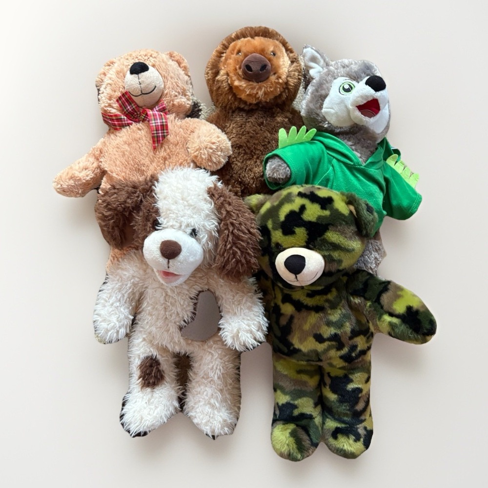 5 Build A Bear Workshop Puppy‎ Sloth Camo Bear Wolf Stuffed Plush 19" BABW